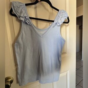 Old Navy Soft Blue Ruffle Strap Tank Top